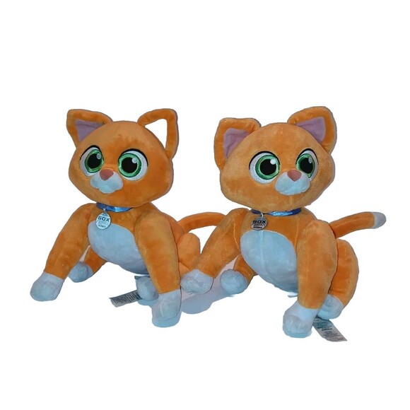 2 Disney Store Pixar Sox Plush 14" Buzz Lightyear Robot Kitty Cat Orange Jointed - Picture 3 of 5